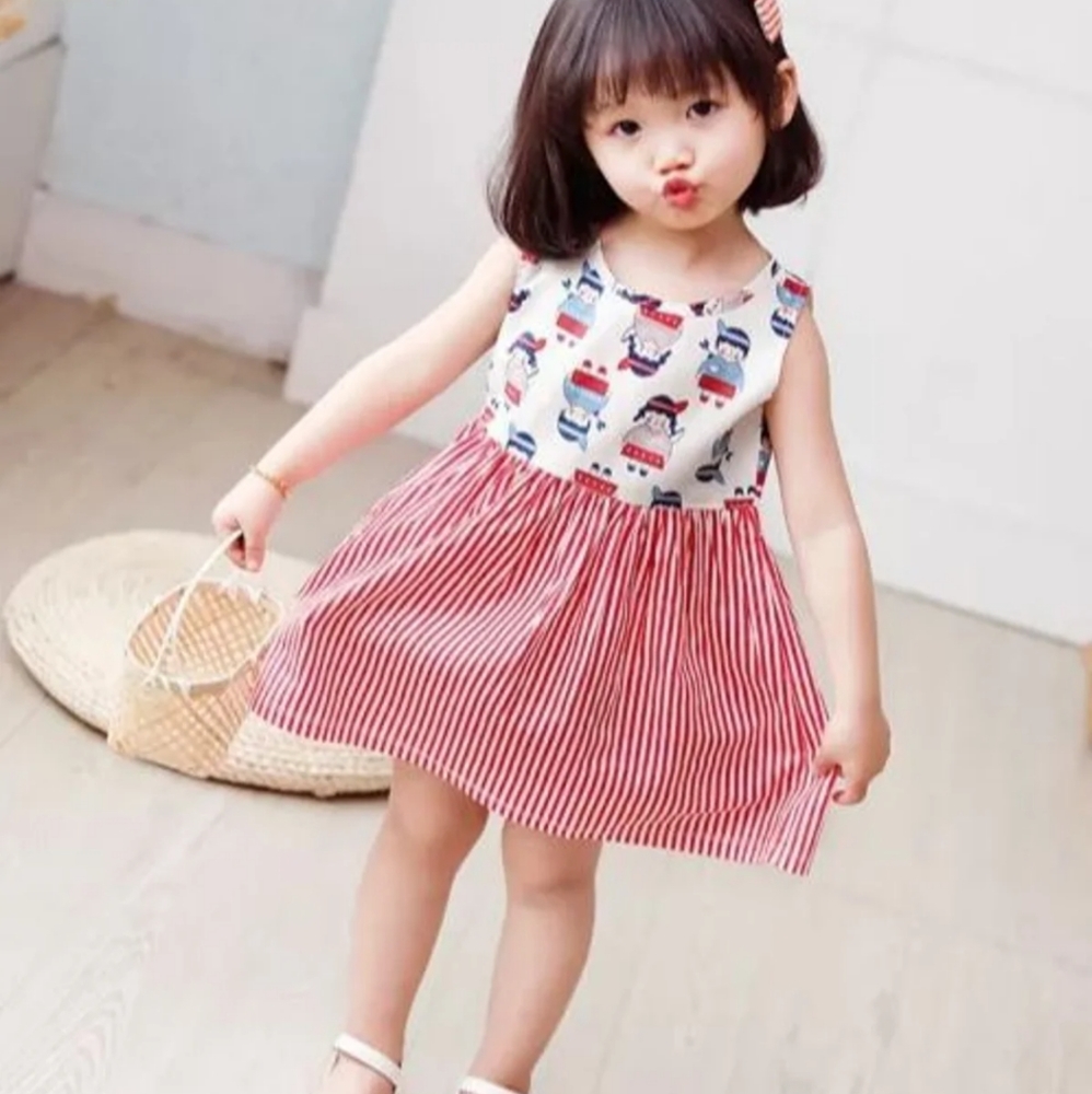 Cute Cartoon Print Kids Dresses